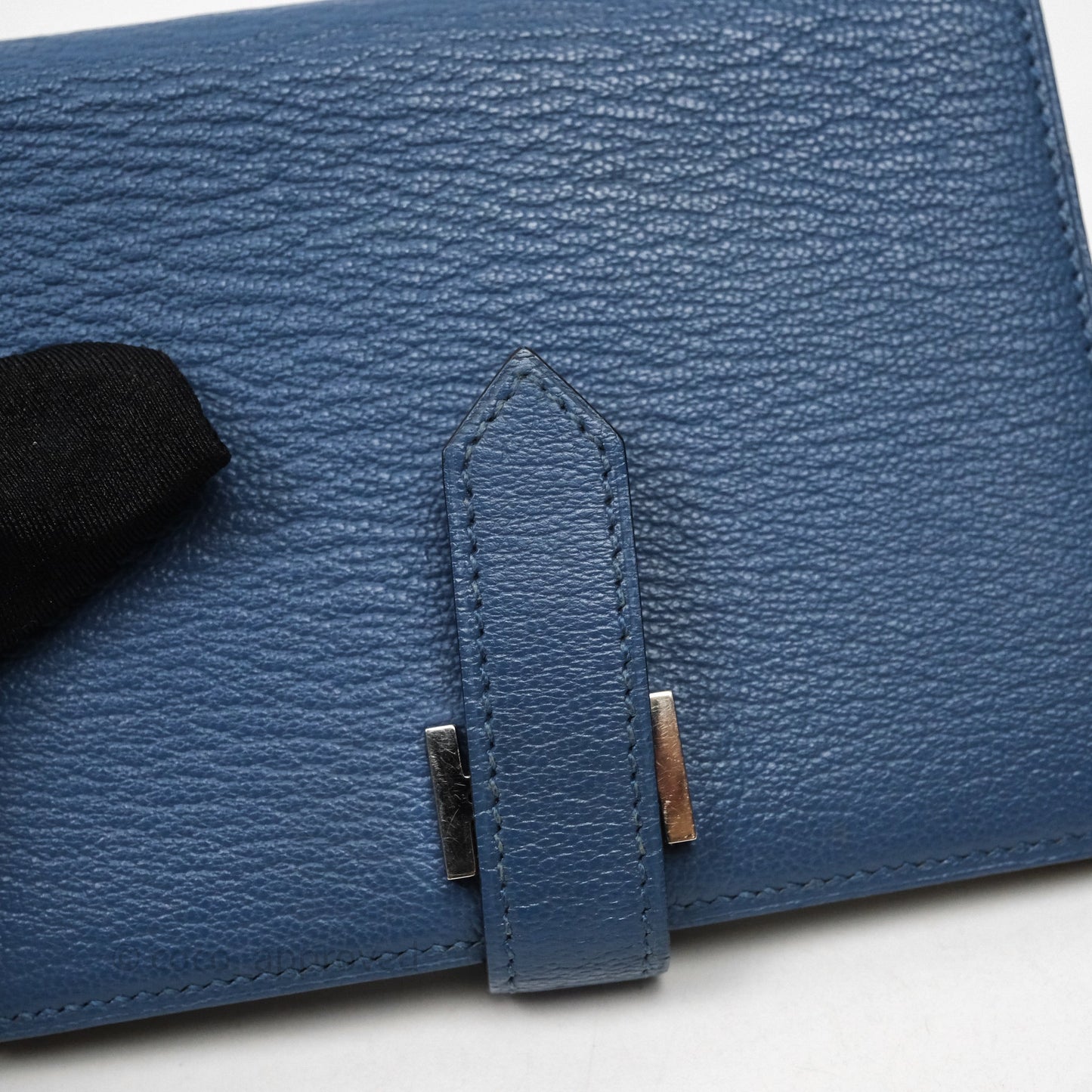 Hermes Bearn Compact Wallet Blue Chevre Mysore Palladium Hardware
