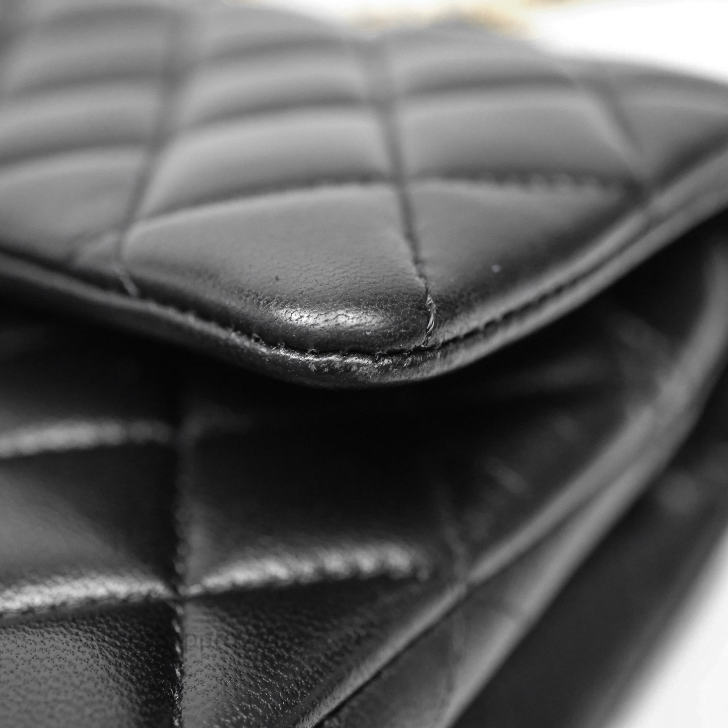 Chanel Classic M/L Medium Flap Quilted Black Lambskin Gold Hardware