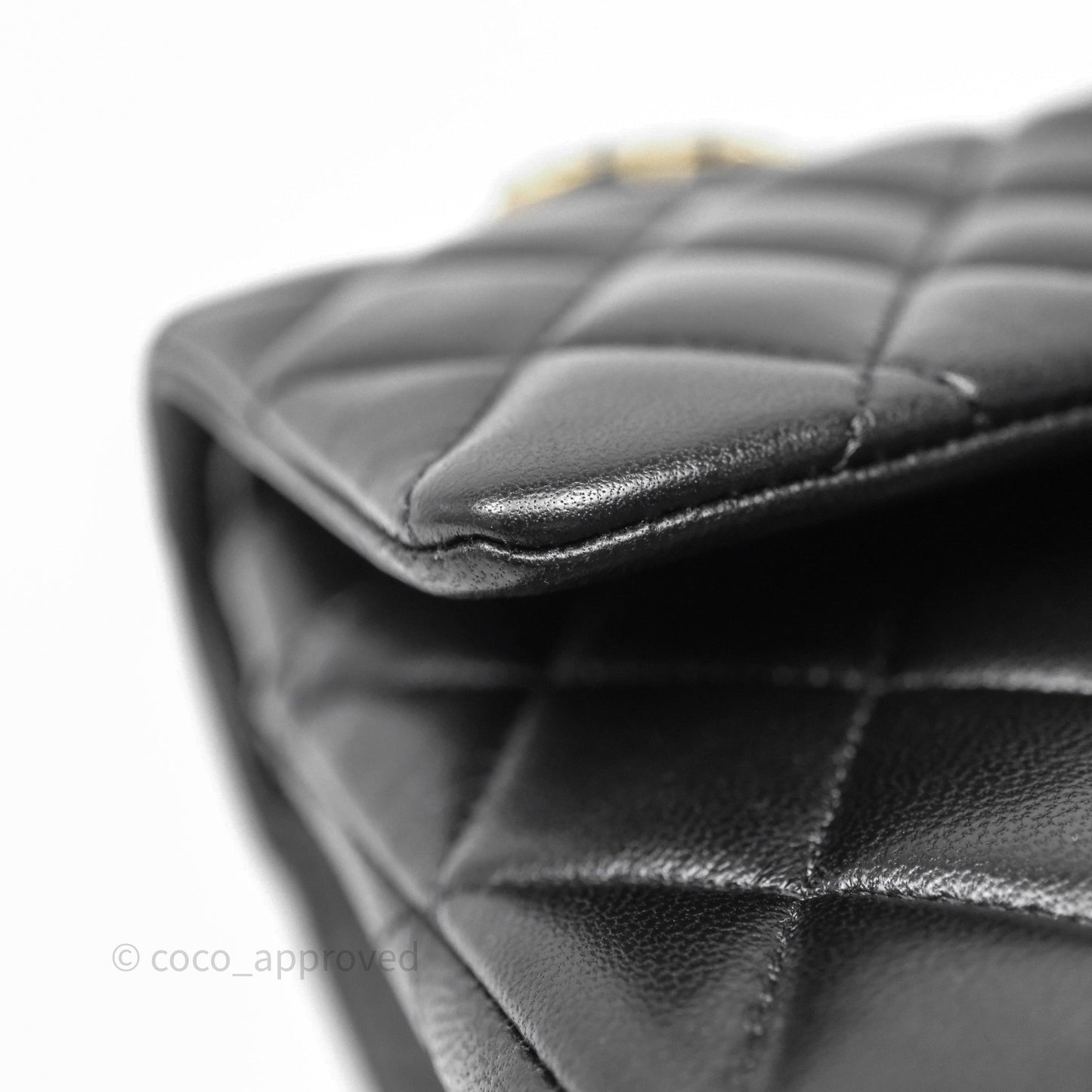 Chanel Classic M/L Medium Flap Quilted Black Lambskin Gold Hardware