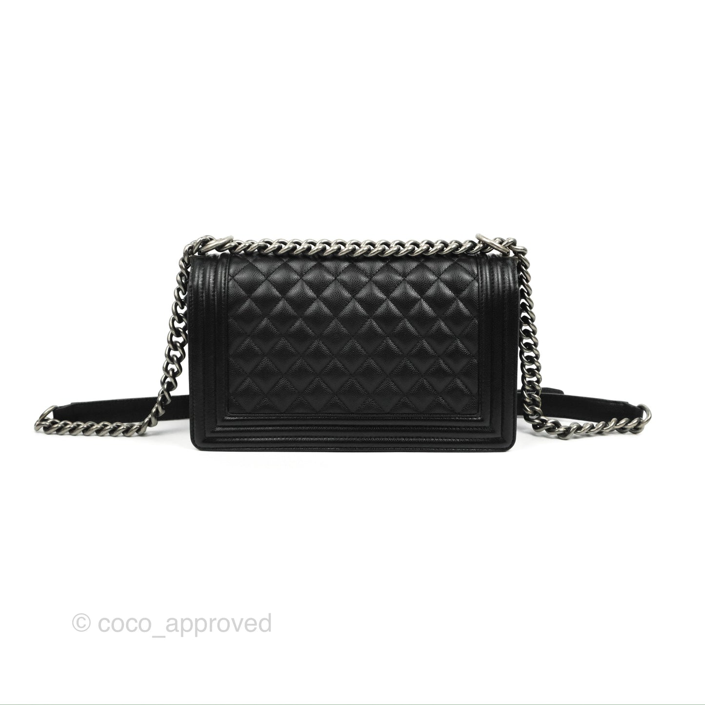 Chanel Quilted Medium Boy Black Caviar Ruthenium Hardware