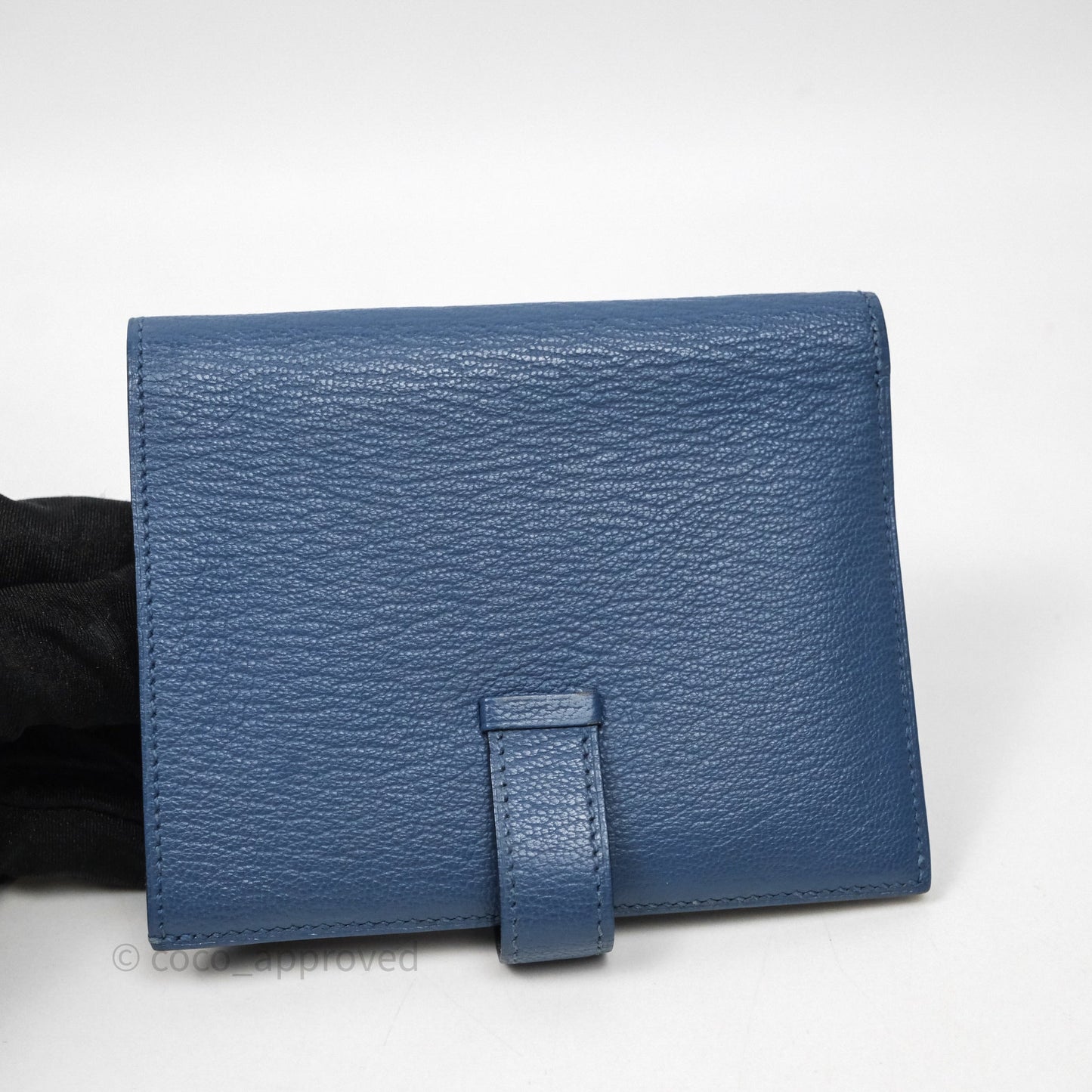 Hermes Bearn Compact Wallet Blue Chevre Mysore Palladium Hardware
