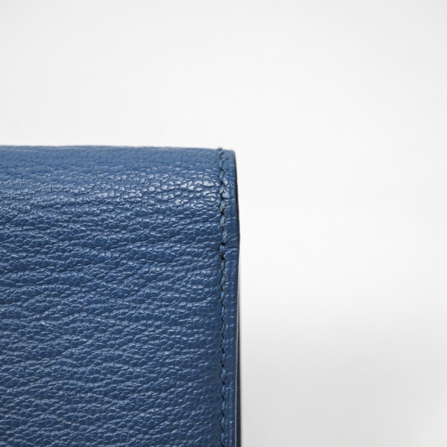 Hermes Bearn Compact Wallet Blue Chevre Mysore Palladium Hardware