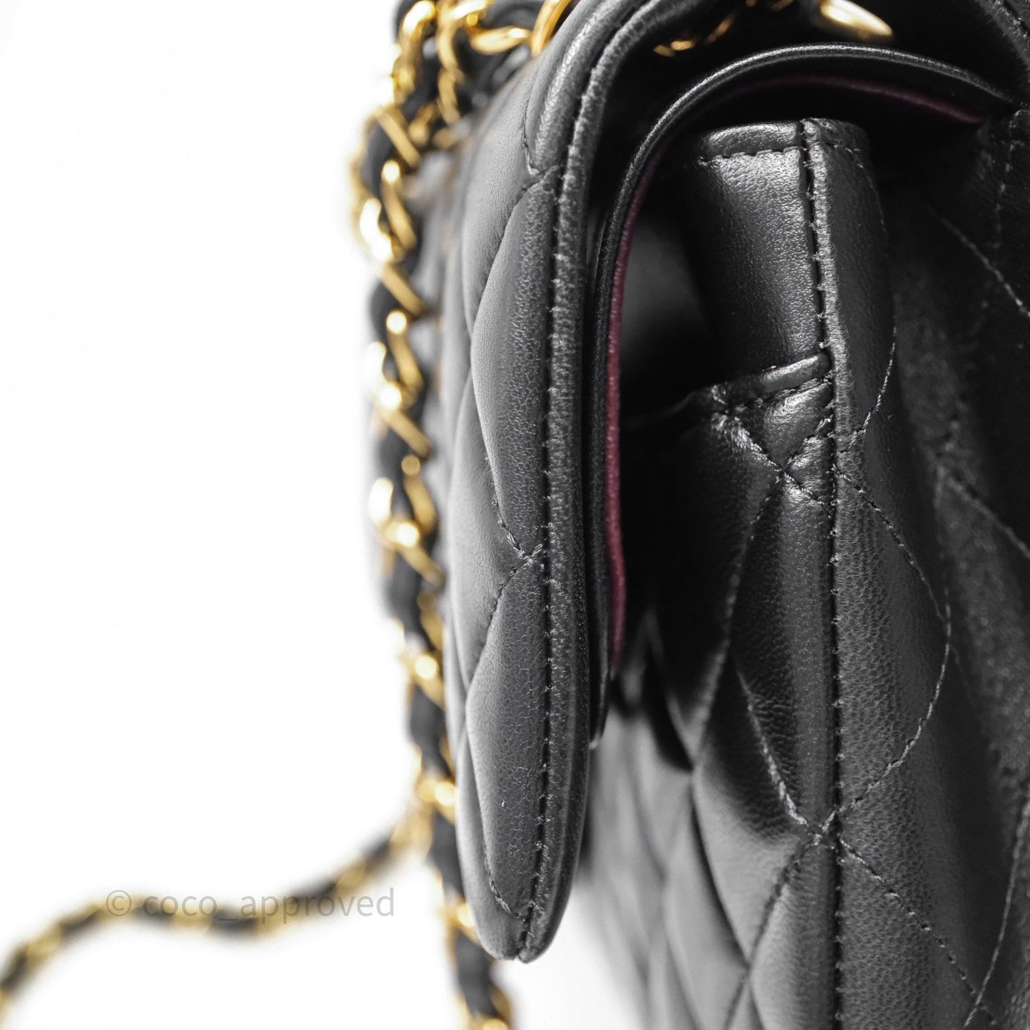 Chanel Classic M/L Medium Flap Quilted Black Lambskin Gold Hardware