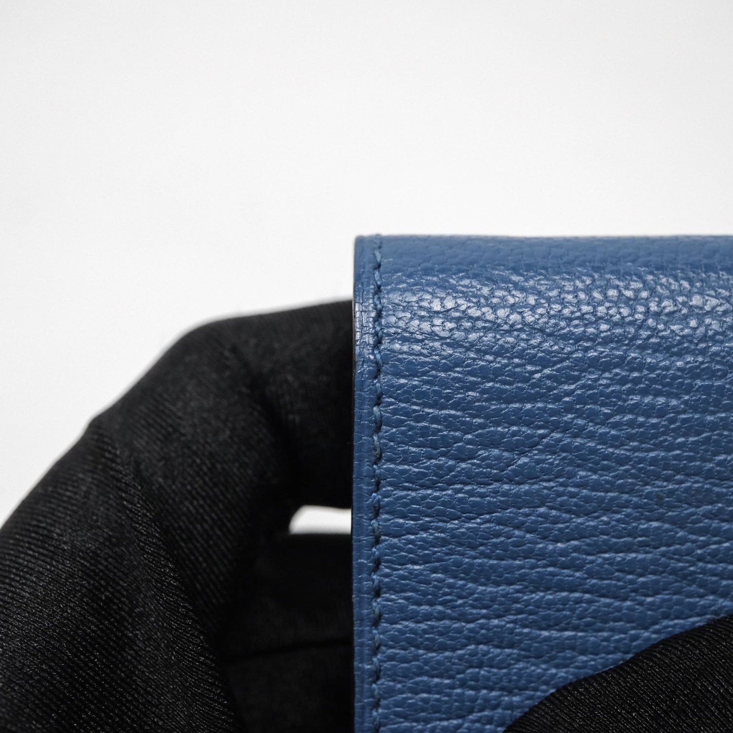 Hermes Bearn Compact Wallet Blue Chevre Mysore Palladium Hardware