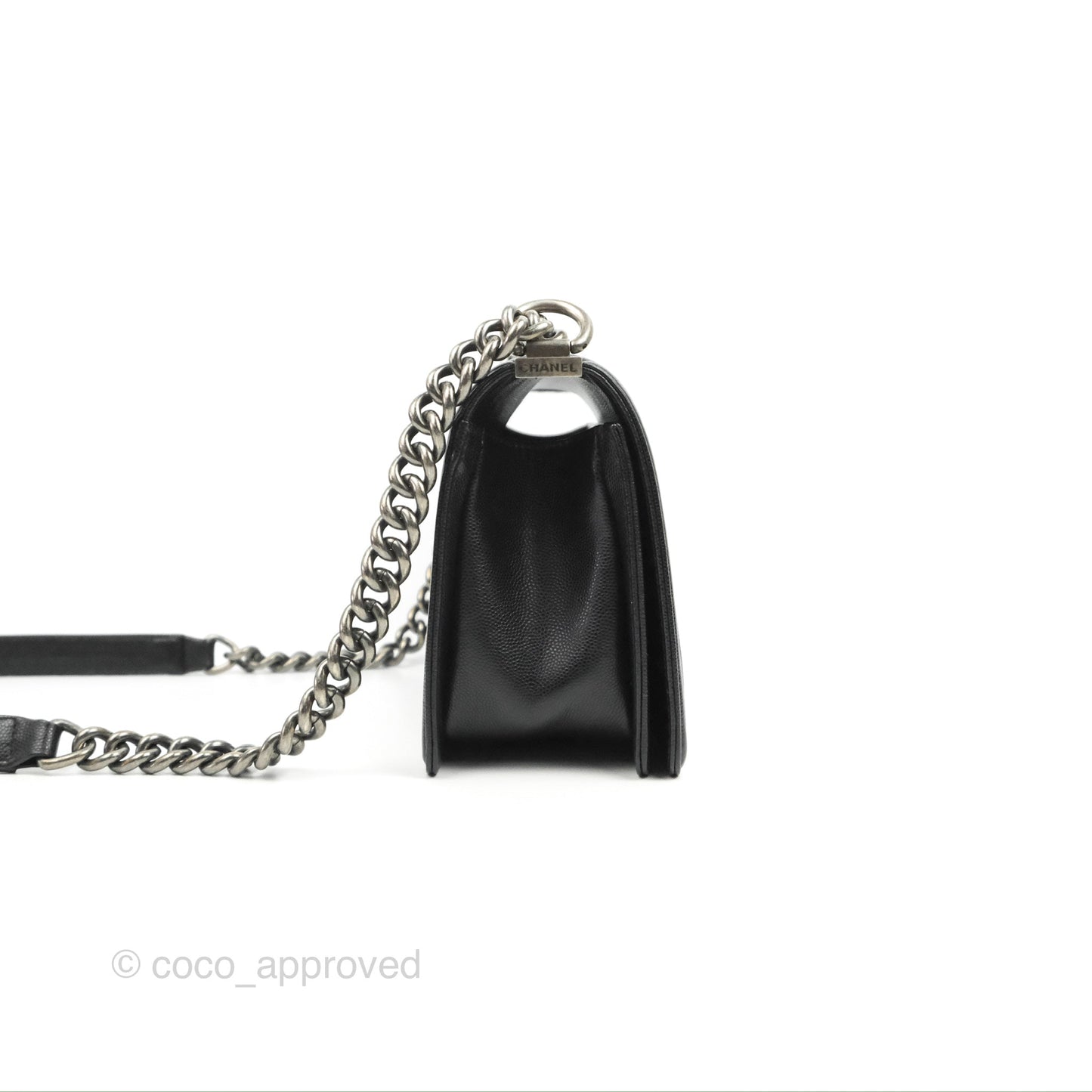 Chanel Quilted Medium Boy Black Caviar Ruthenium Hardware