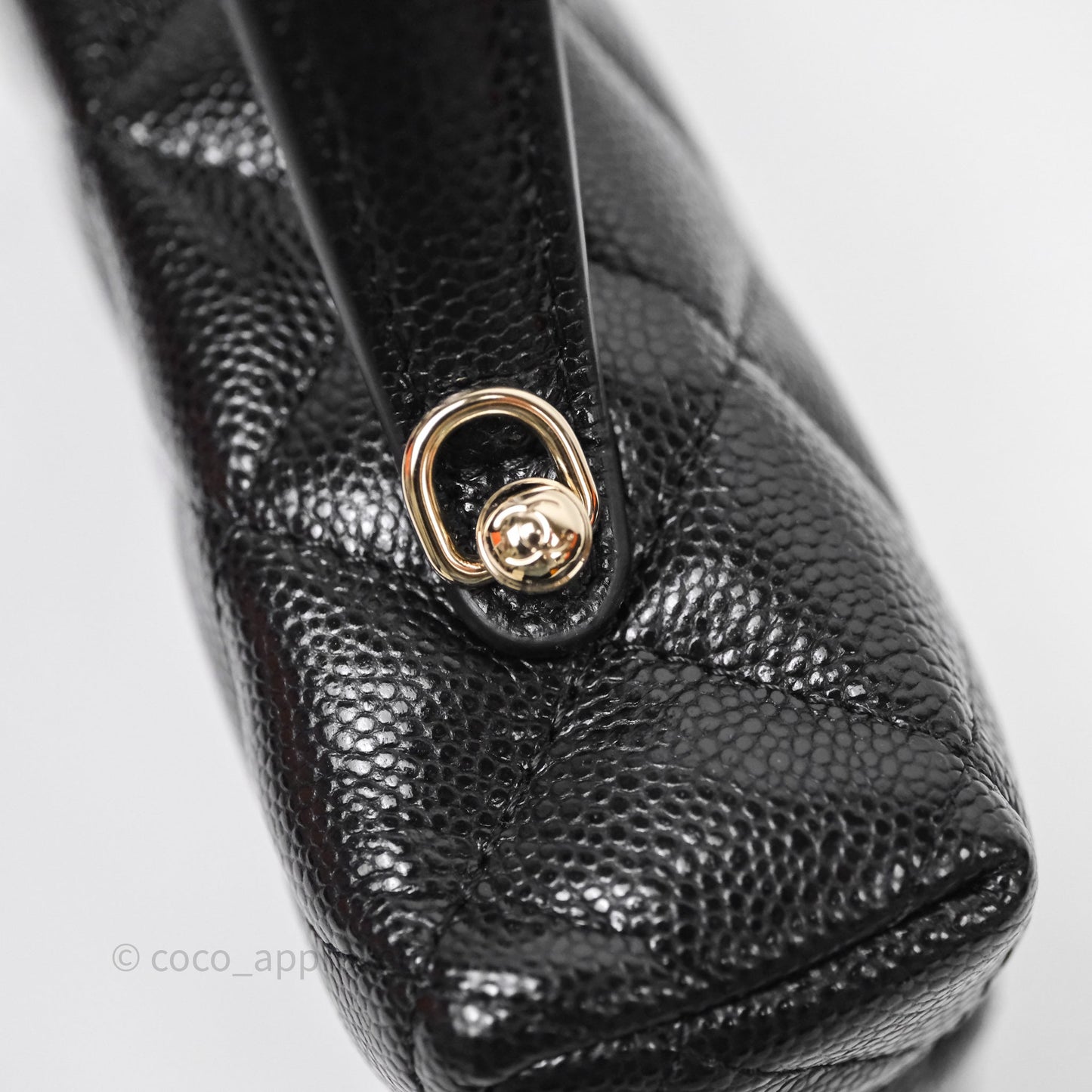 Chanel Top Handle Long Vanity with Chain Black Caviar Gold Hardware
