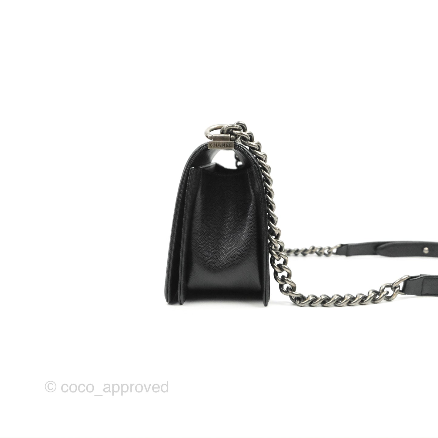 Chanel Quilted Medium Boy Black Caviar Ruthenium Hardware