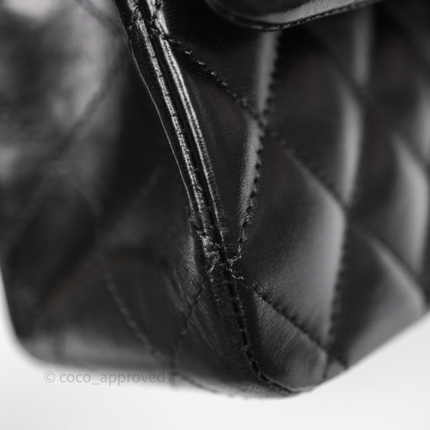 Chanel Classic M/L Medium Flap Quilted Black Lambskin Silver Hardware