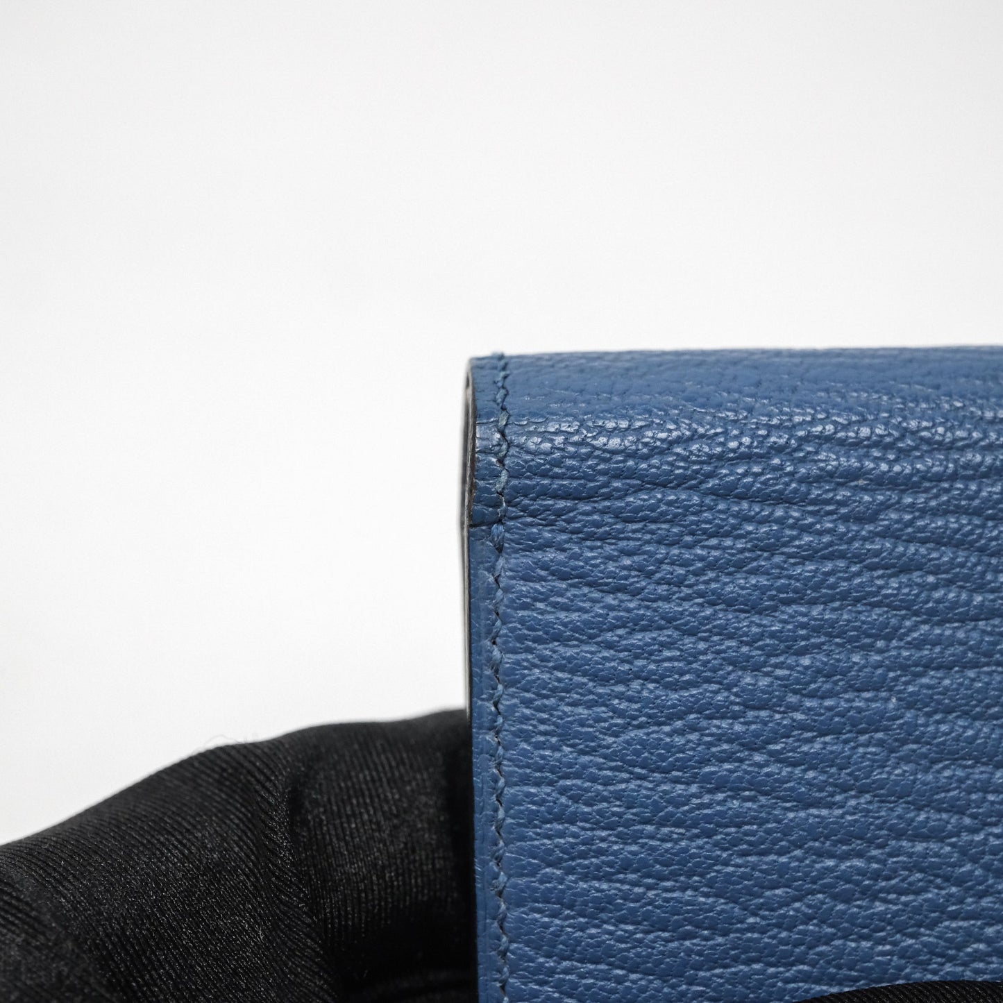 Hermes Bearn Compact Wallet Blue Chevre Mysore Palladium Hardware