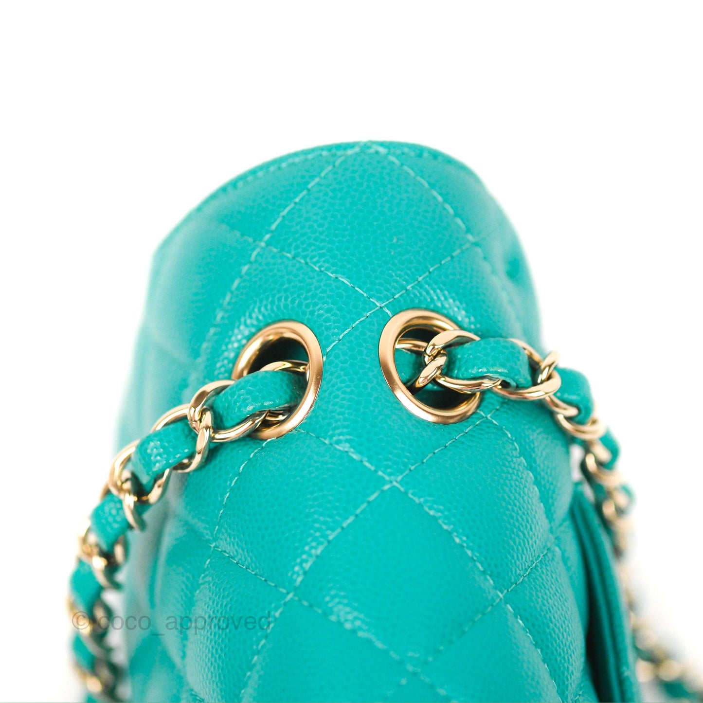 Chanel Classic M/L Medium Flap Quilted Green Caviar Gold Hardware