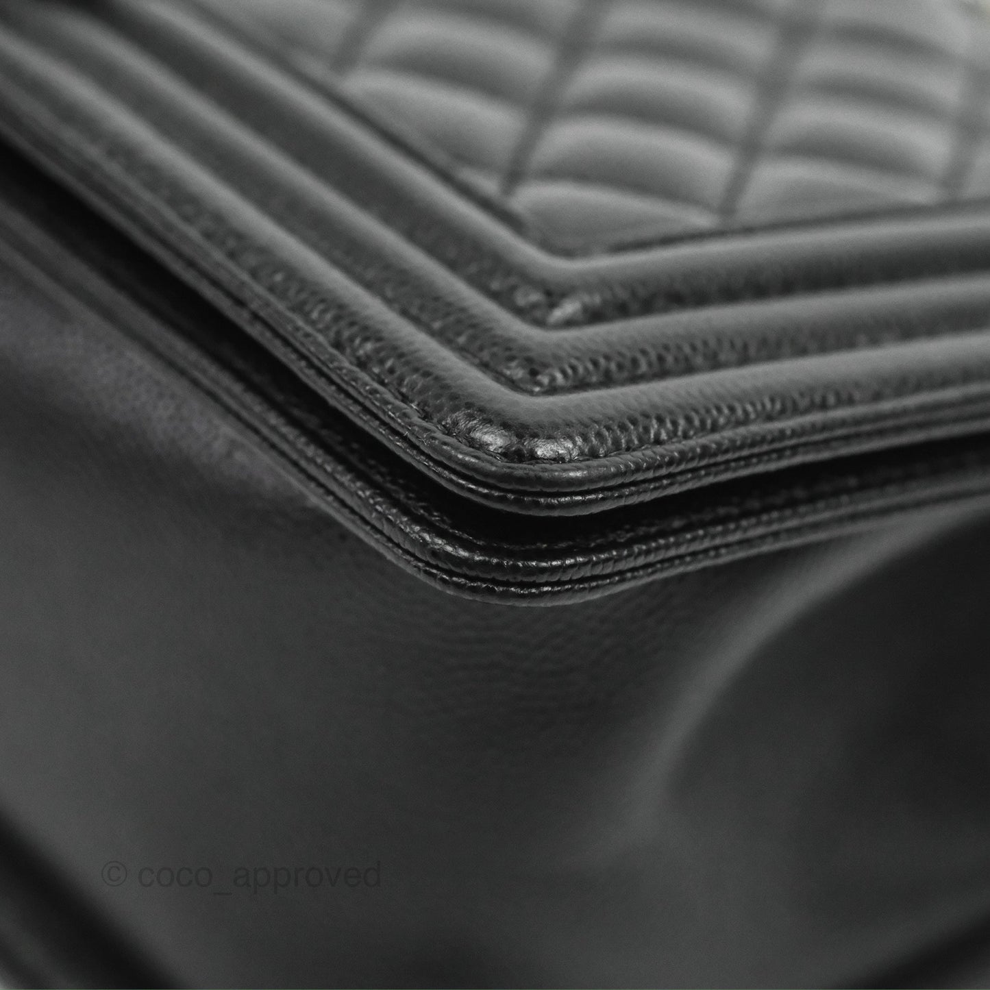 Chanel Quilted Medium Boy Black Caviar Ruthenium Hardware