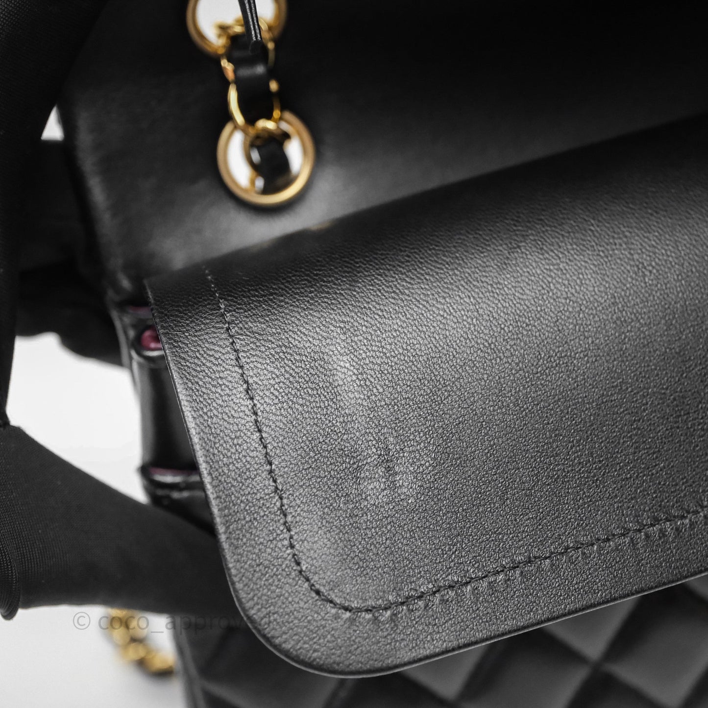 Chanel Classic M/L Medium Flap Quilted Black Lambskin Gold Hardware