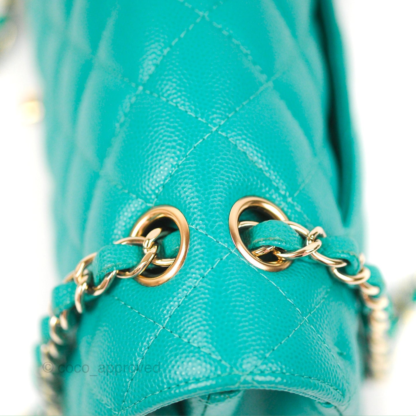 Chanel Classic M/L Medium Flap Quilted Green Caviar Gold Hardware