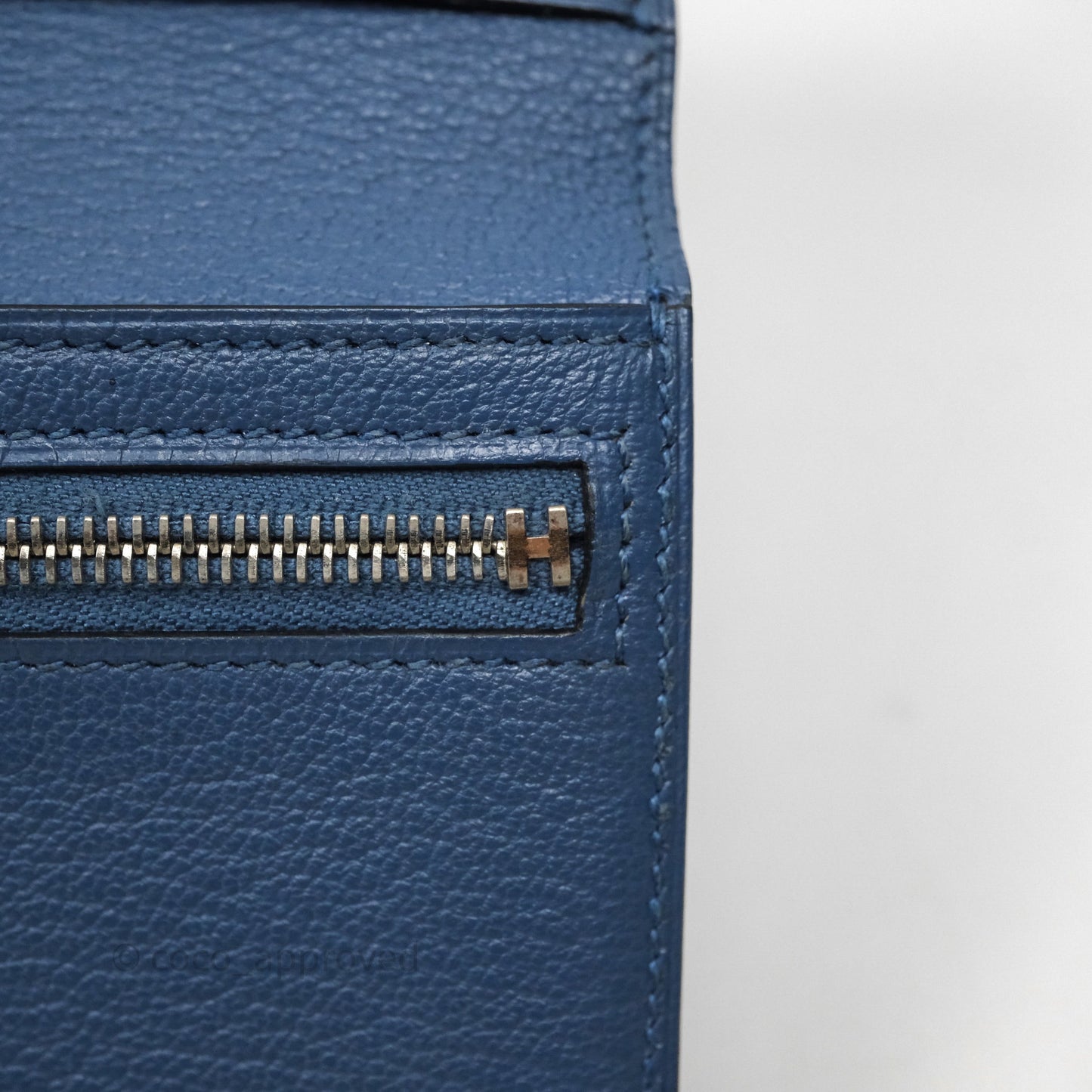 Hermes Bearn Compact Wallet Blue Chevre Mysore Palladium Hardware