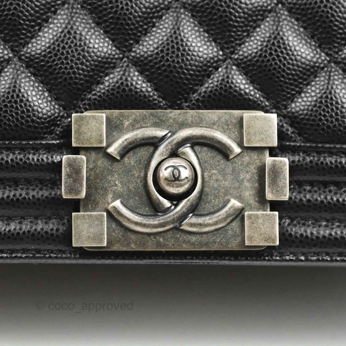 Chanel Quilted Medium Boy Black Caviar Ruthenium Hardware