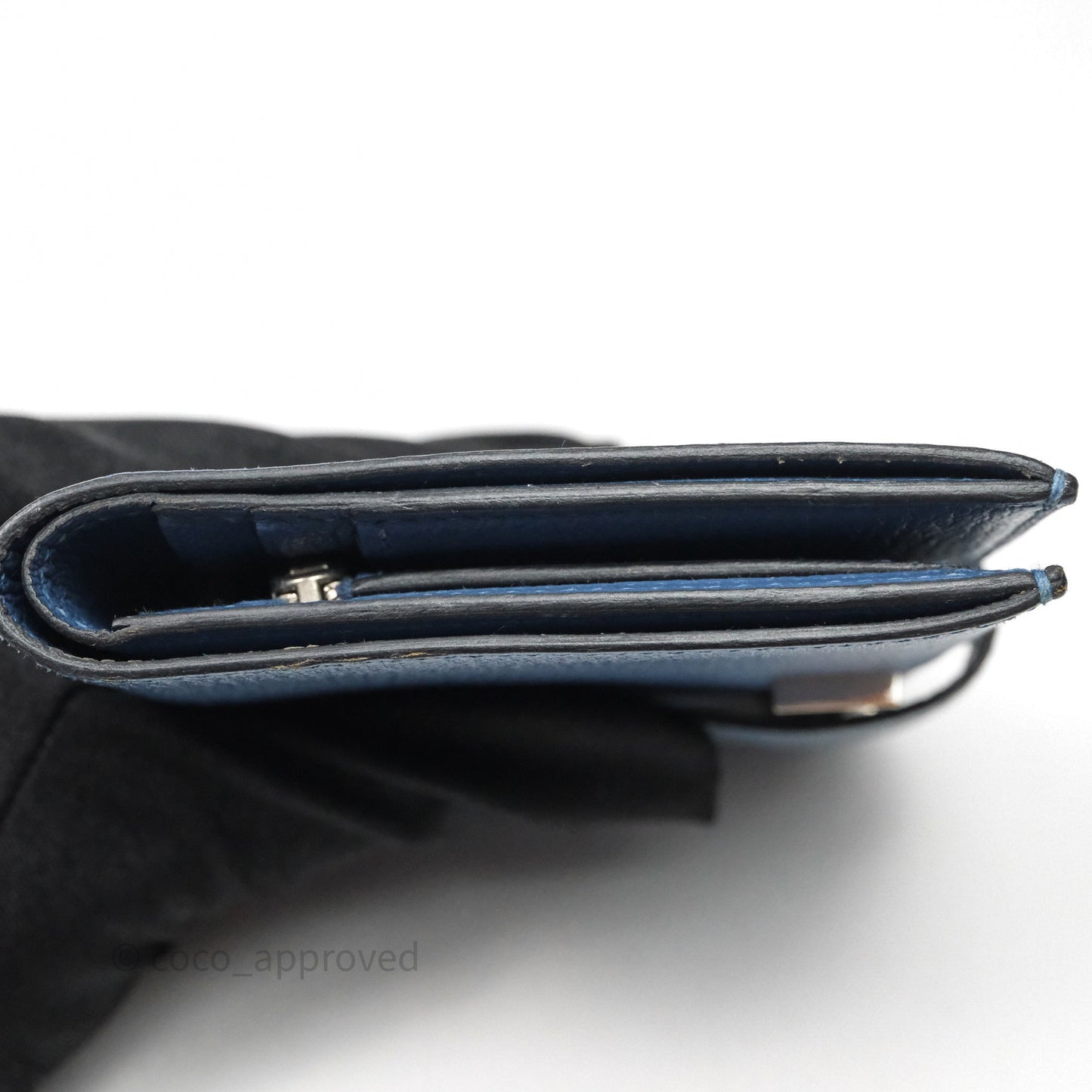 Hermes Bearn Compact Wallet Blue Chevre Mysore Palladium Hardware