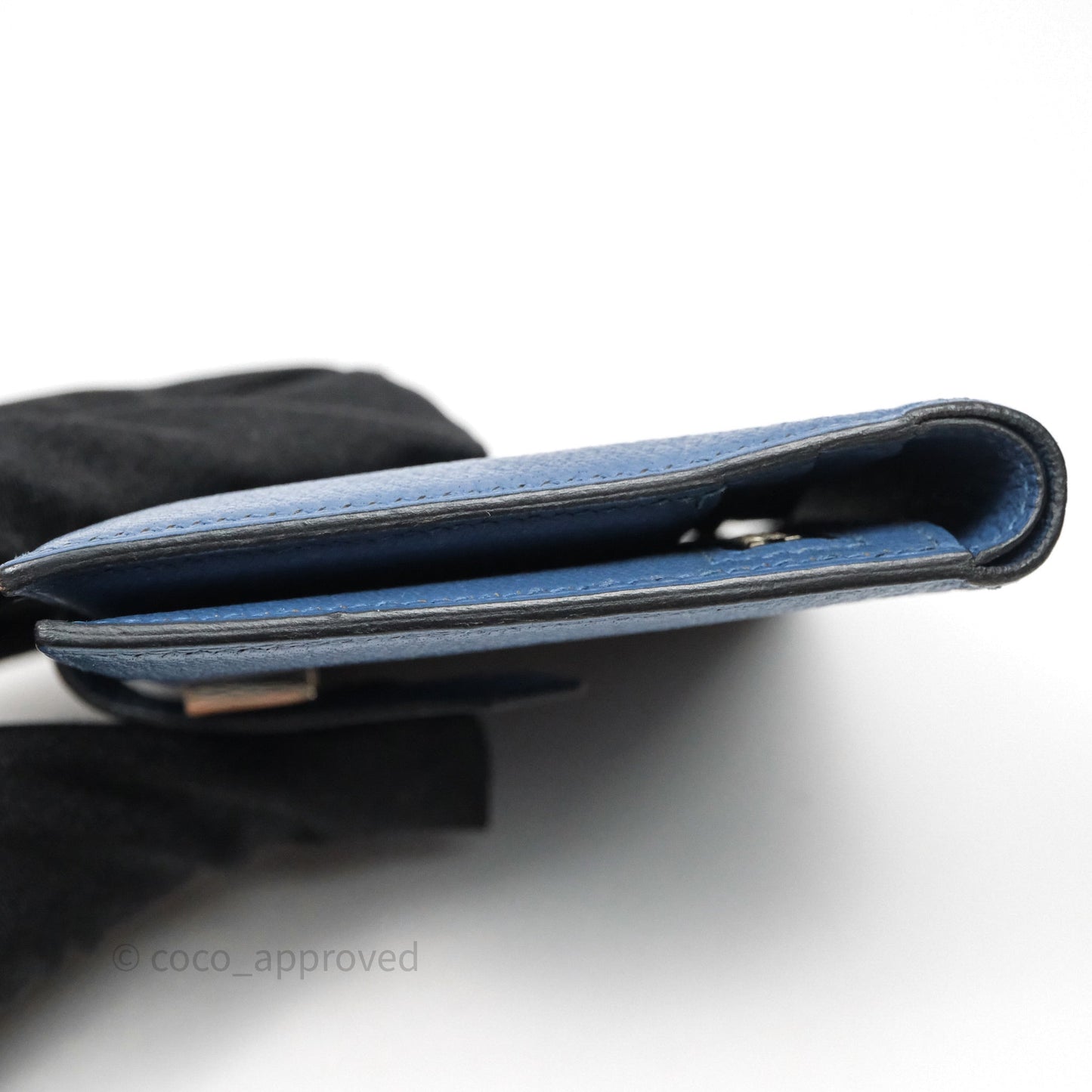 Hermes Bearn Compact Wallet Blue Chevre Mysore Palladium Hardware