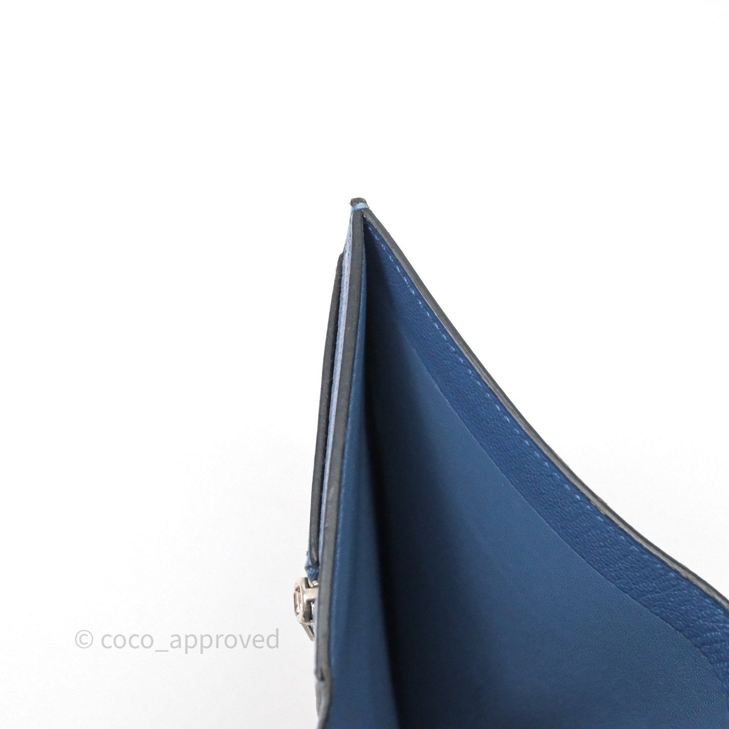 Hermes Bearn Compact Wallet Blue Chevre Mysore Palladium Hardware