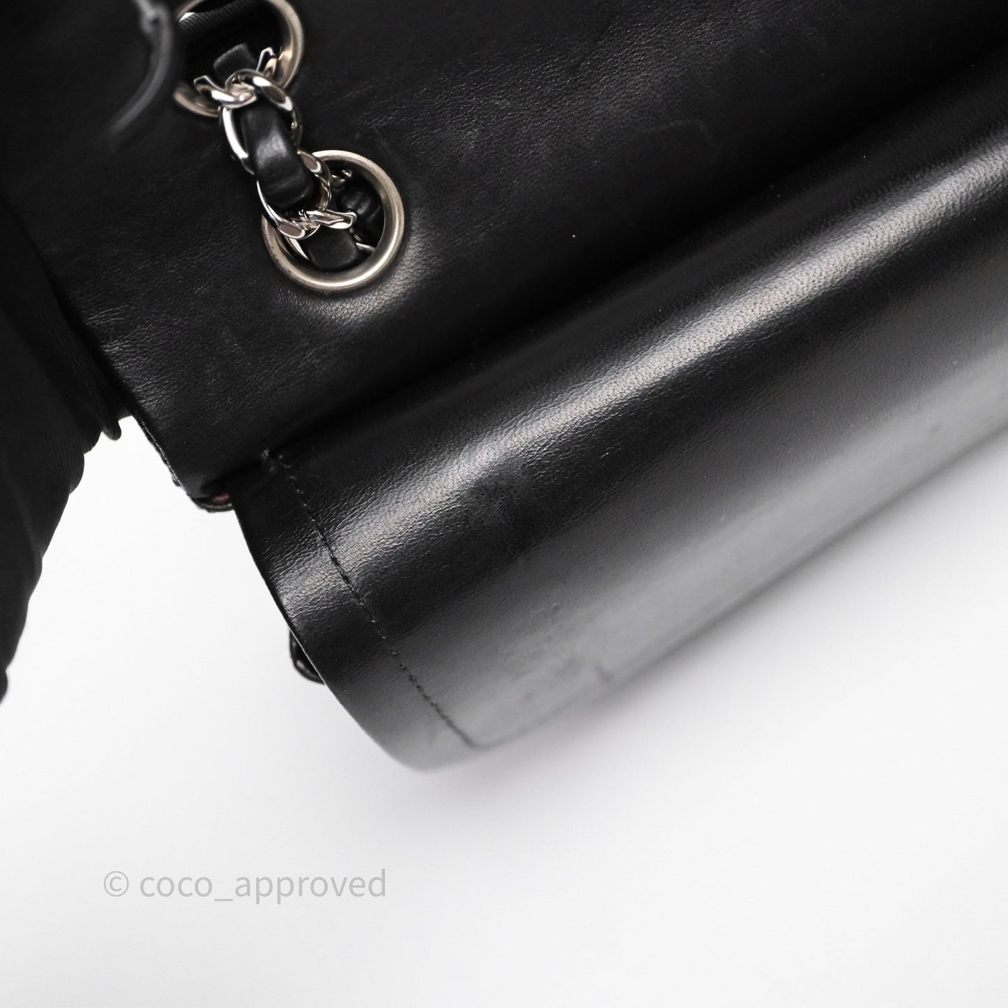 Chanel Classic M/L Medium Flap Quilted Black Lambskin Silver Hardware