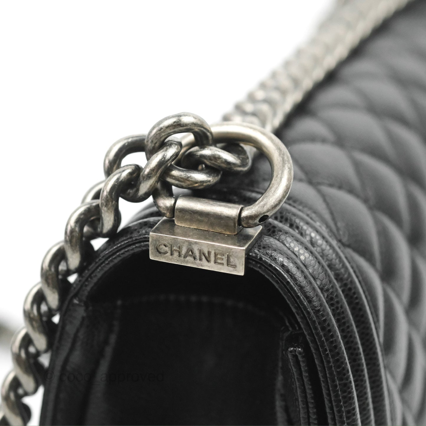 Chanel Quilted Medium Boy Black Caviar Ruthenium Hardware