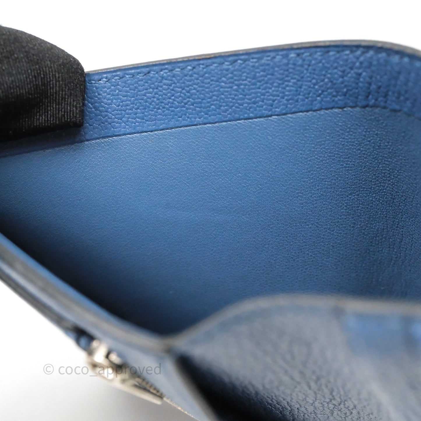 Hermes Bearn Compact Wallet Blue Chevre Mysore Palladium Hardware