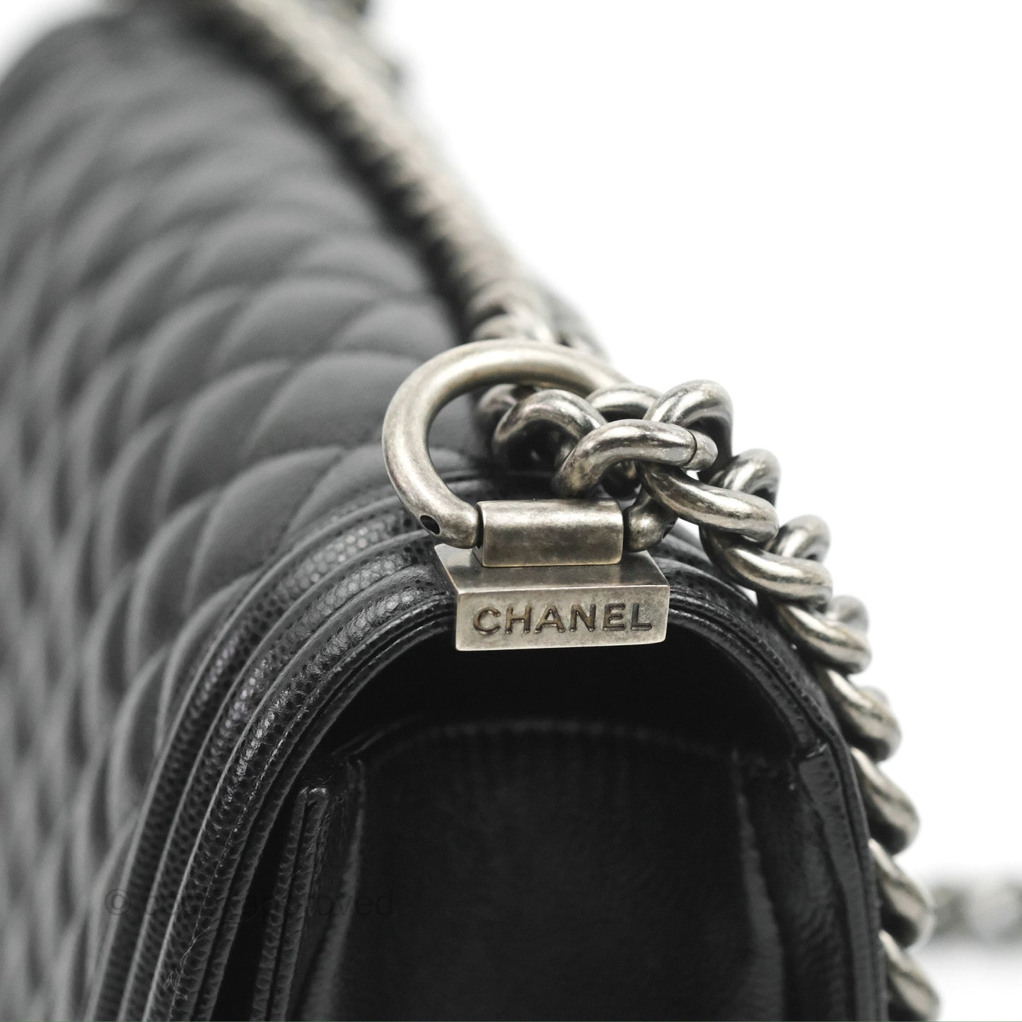 Chanel Quilted Medium Boy Black Caviar Ruthenium Hardware