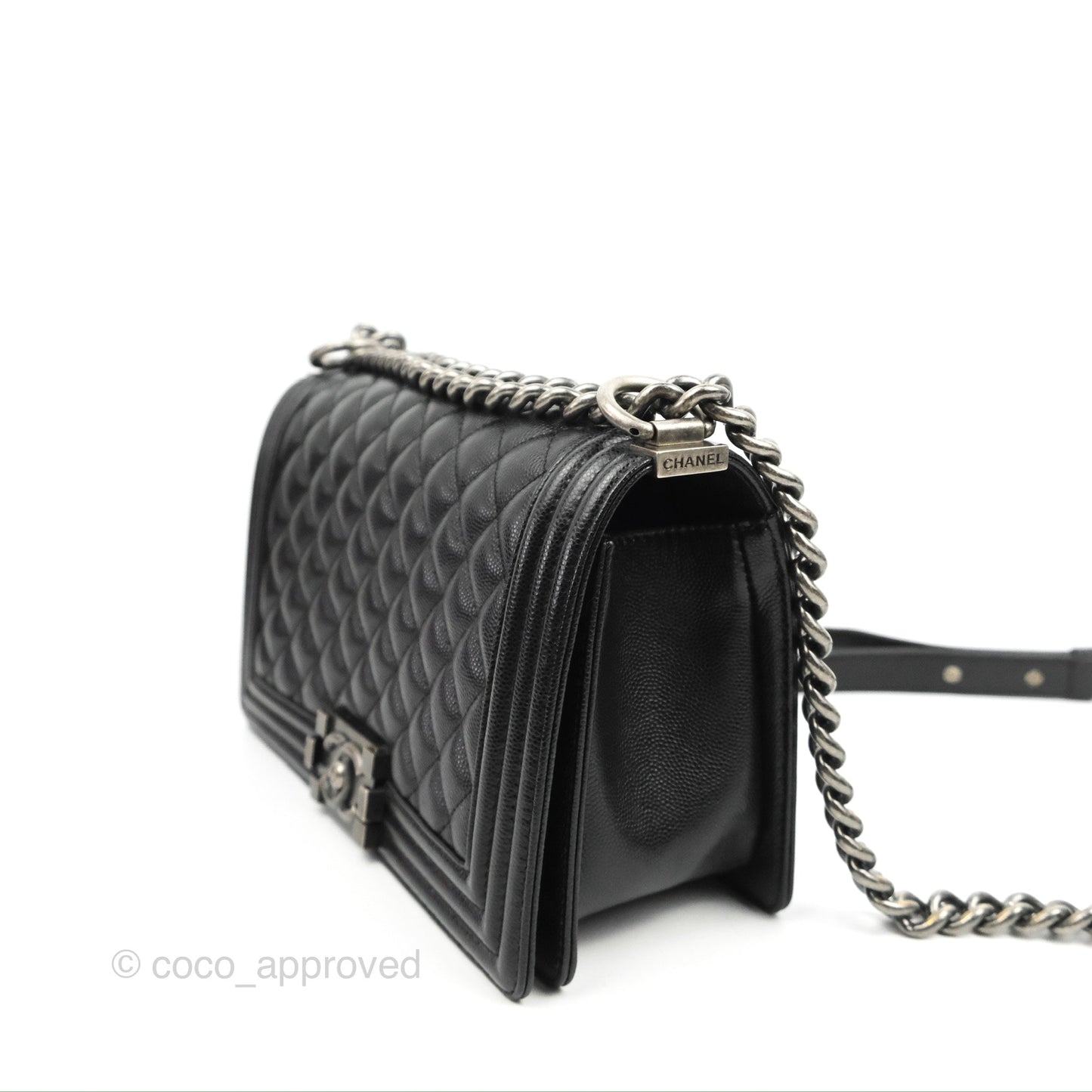 Chanel Quilted Medium Boy Black Caviar Ruthenium Hardware
