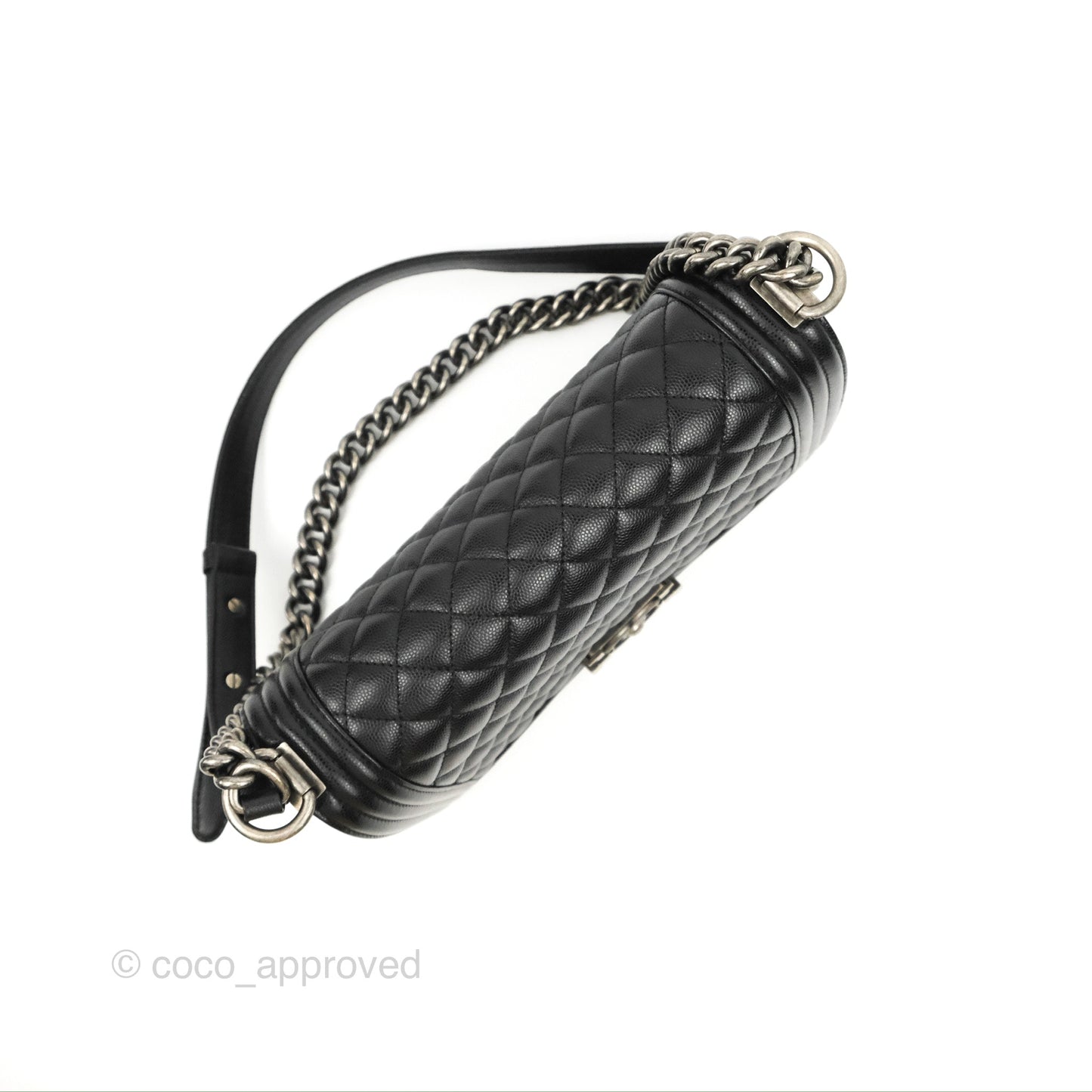 Chanel Quilted Medium Boy Black Caviar Ruthenium Hardware
