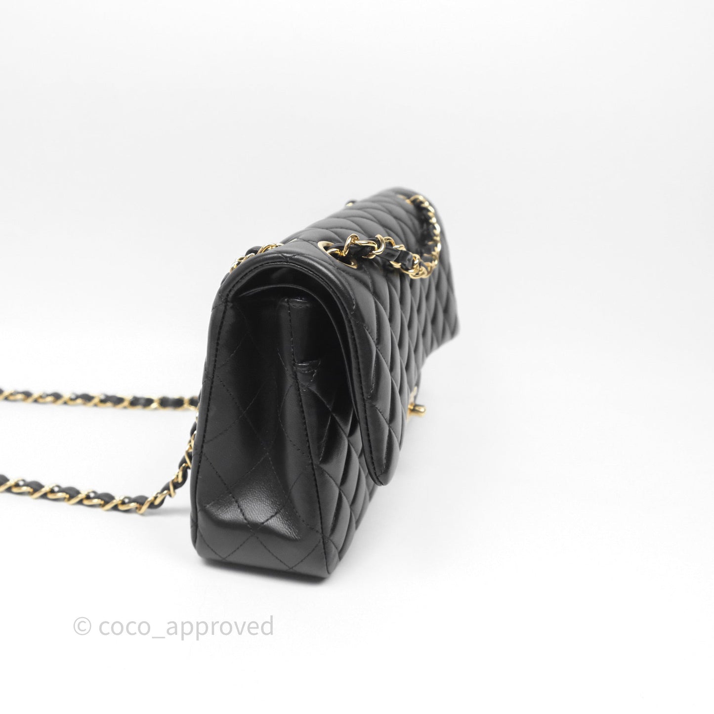 Chanel Classic M/L Medium Flap Quilted Black Lambskin Gold Hardware