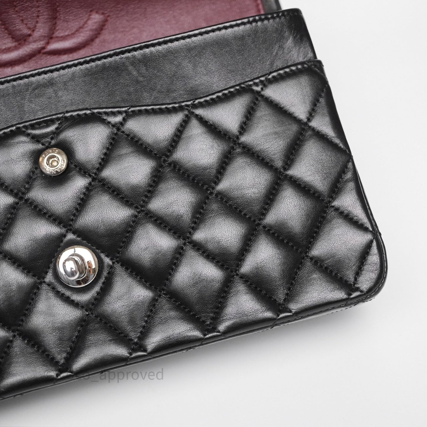 Chanel Classic M/L Medium Flap Quilted Black Lambskin Silver Hardware