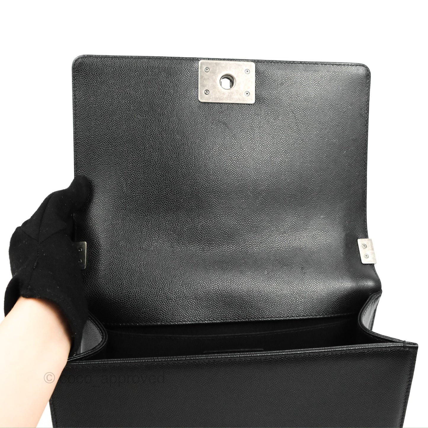 Chanel Quilted Medium Boy Black Caviar Ruthenium Hardware