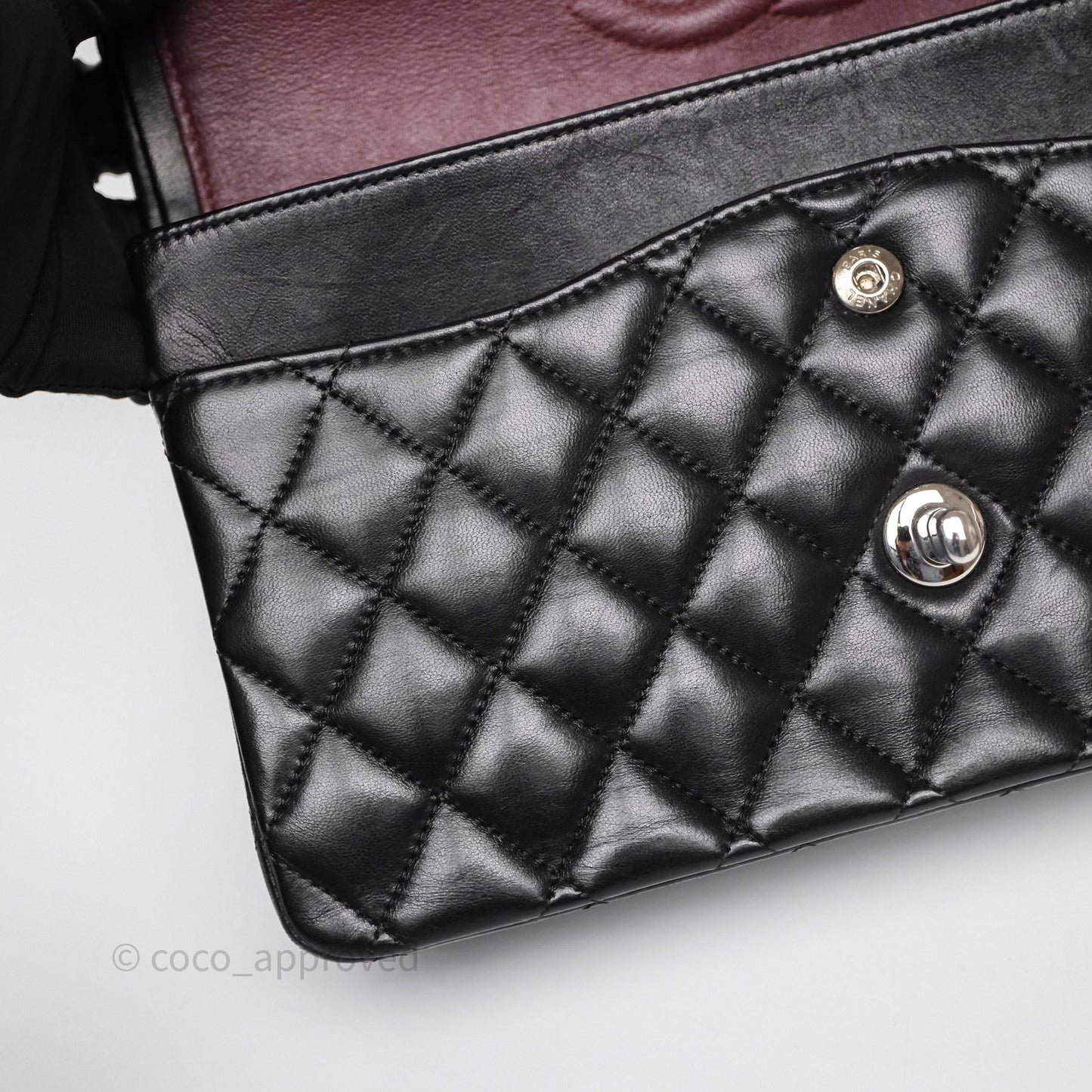 Chanel Classic M/L Medium Flap Quilted Black Lambskin Silver Hardware