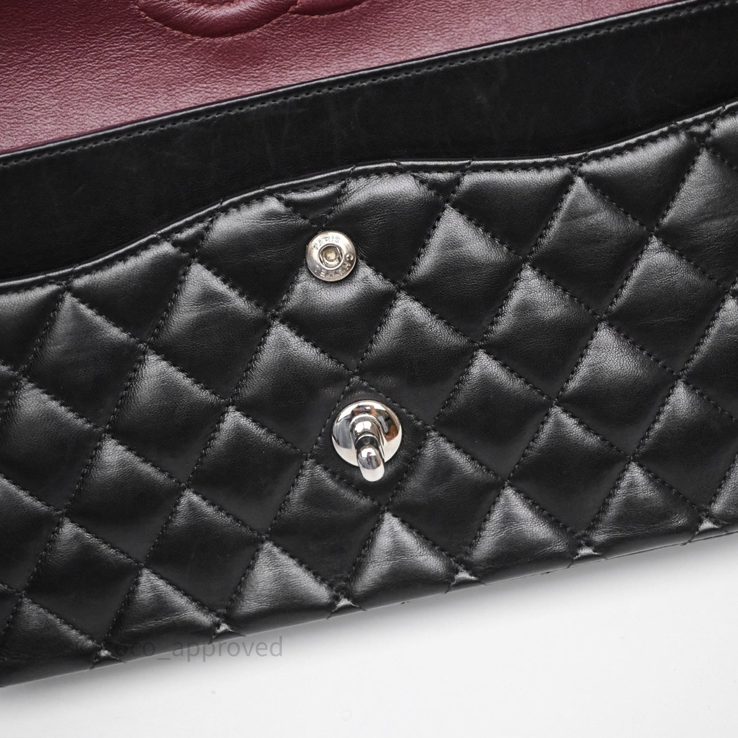 Chanel Classic M/L Medium Flap Quilted Black Lambskin Silver Hardware