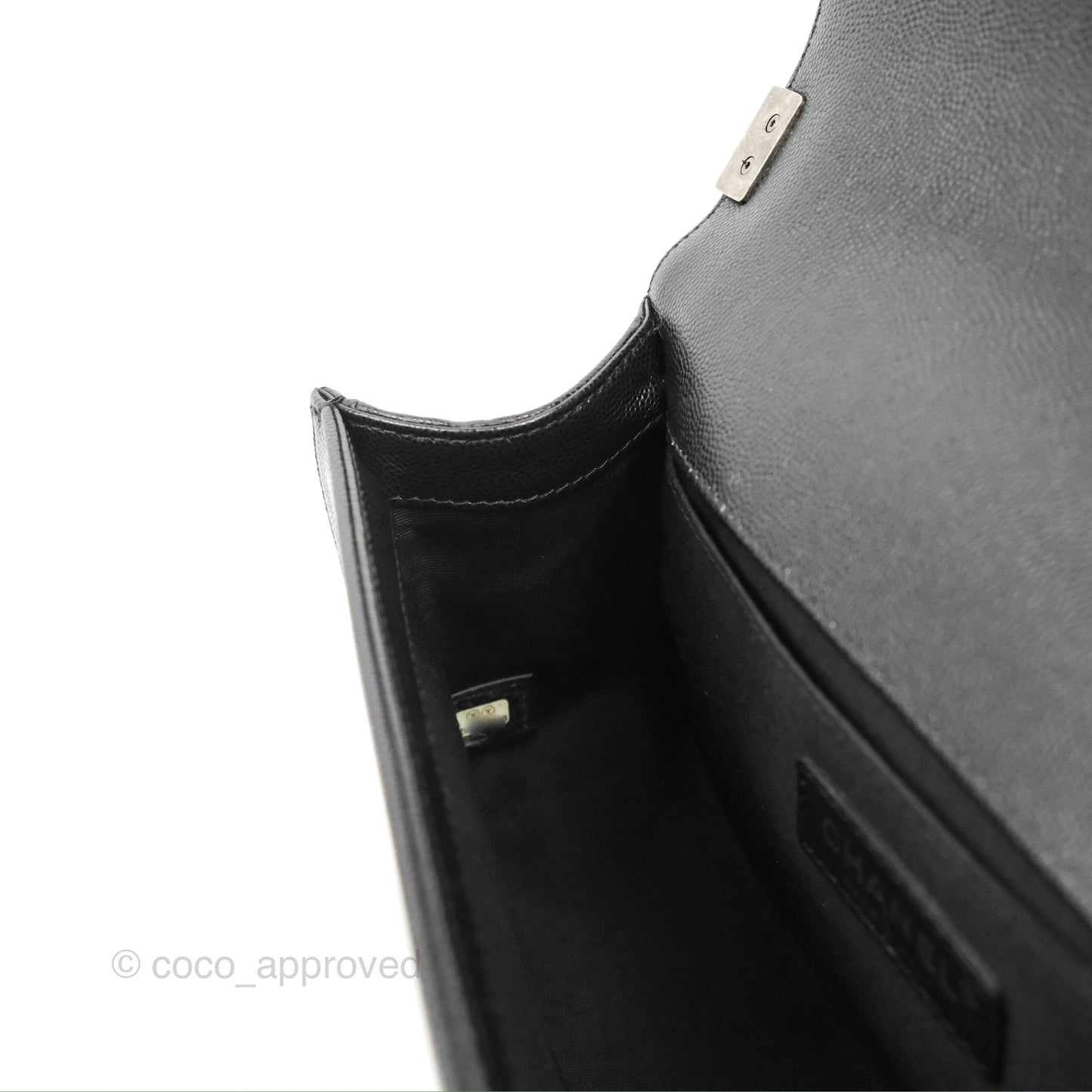 Chanel Quilted Medium Boy Black Caviar Ruthenium Hardware