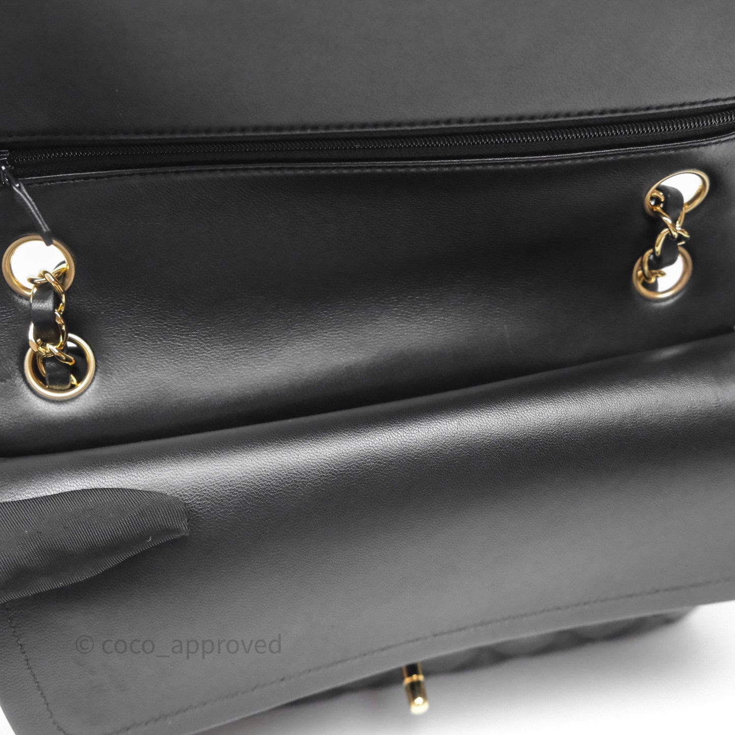 Chanel Classic M/L Medium Flap Quilted Black Lambskin Gold Hardware