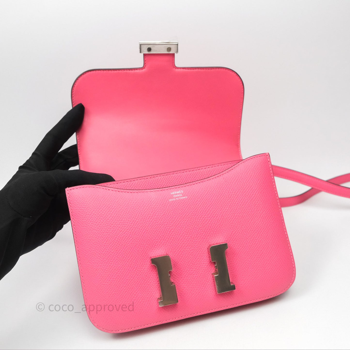 Hermes Mini Constance 18cm Rose Lipstick U5 Epsom Palladium Hardware