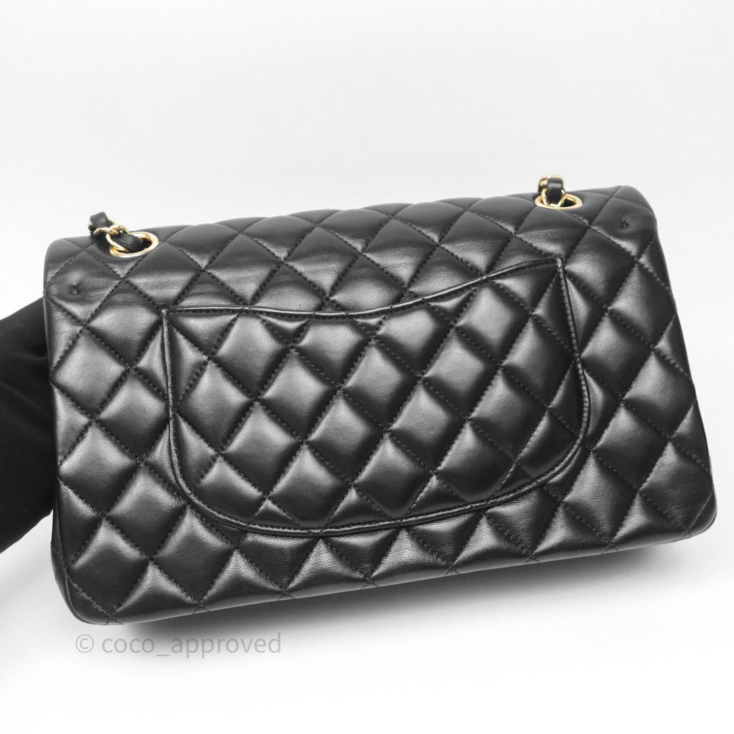 Chanel Classic M/L Medium Flap Quilted Black Lambskin Gold Hardware