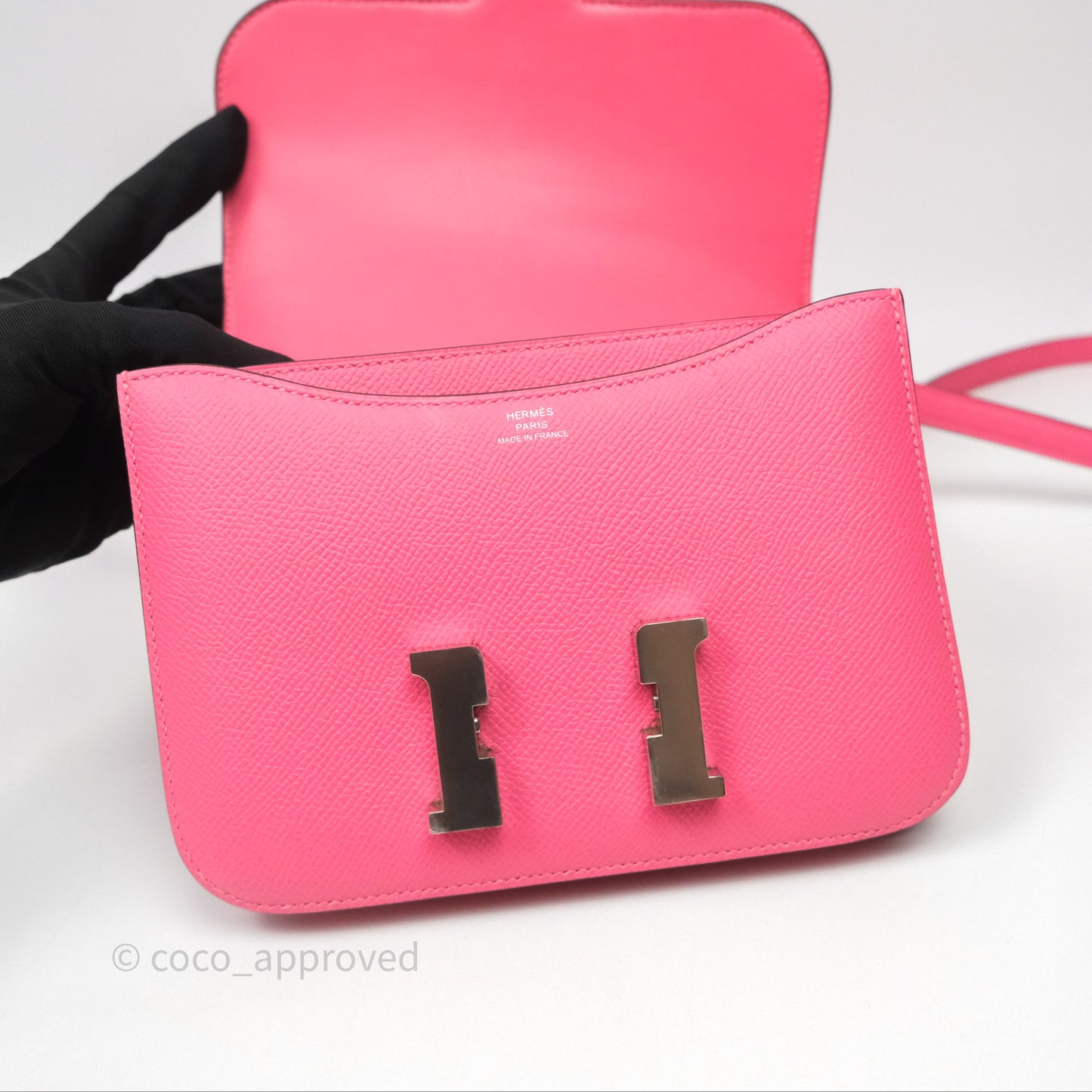 Hermes Mini Constance 18cm Rose Lipstick U5 Epsom Palladium Hardware