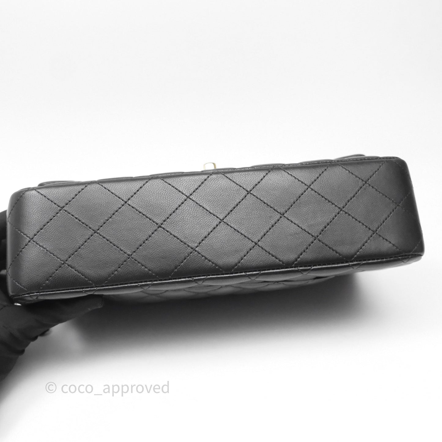 Chanel Classic M/L Medium Flap Quilted Black Lambskin Gold Hardware