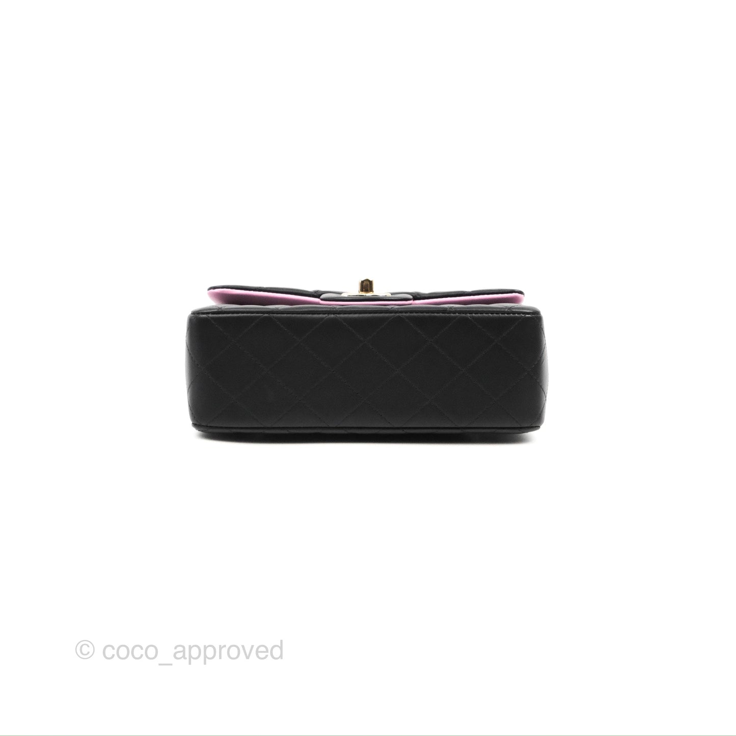 Chanel Top Handle Mini Rectangular Flap Black/Pink Lambskin Gold Hardware 23P