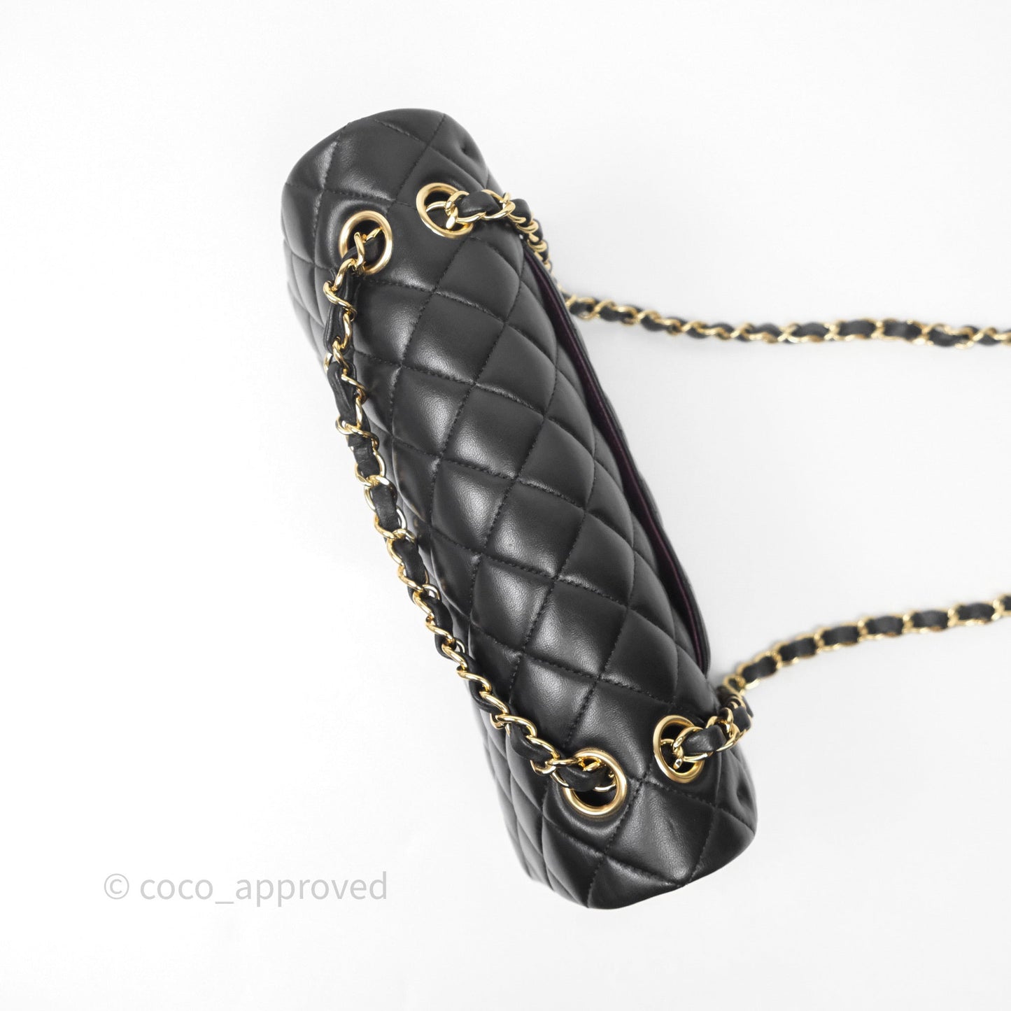 Chanel Classic M/L Medium Flap Quilted Black Lambskin Gold Hardware