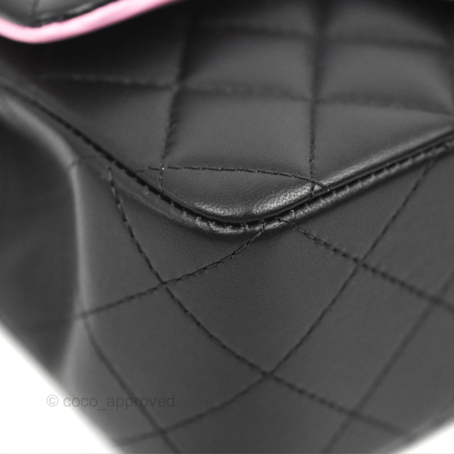 Chanel Top Handle Mini Rectangular Flap Black/Pink Lambskin Gold Hardware 23P
