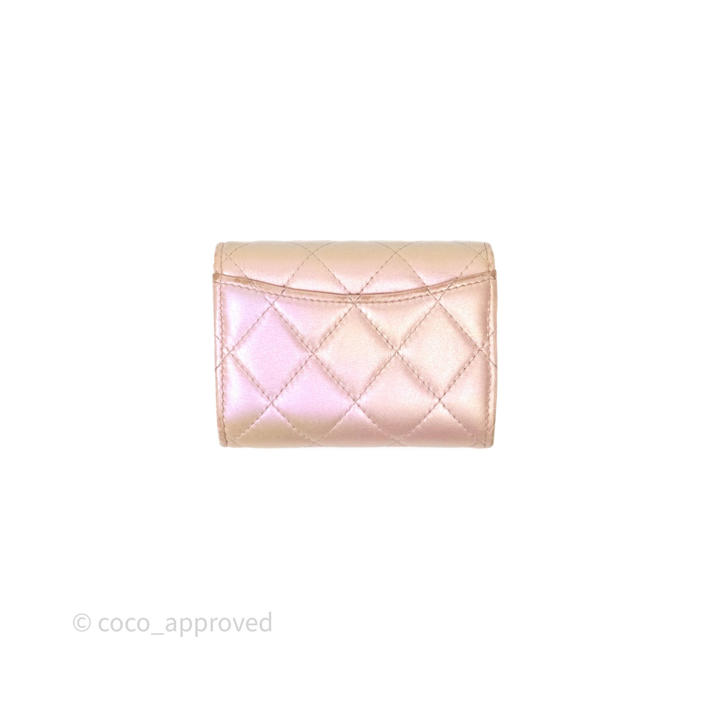 Chanel Classic Flap Coin Purse Pink Iridescent Pearl Lambskin Silver Hardware