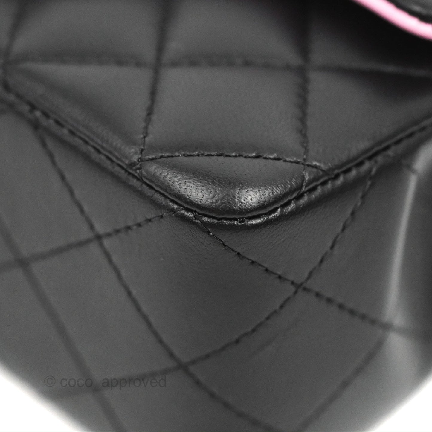 Chanel Top Handle Mini Rectangular Flap Black/Pink Lambskin Gold Hardware 23P