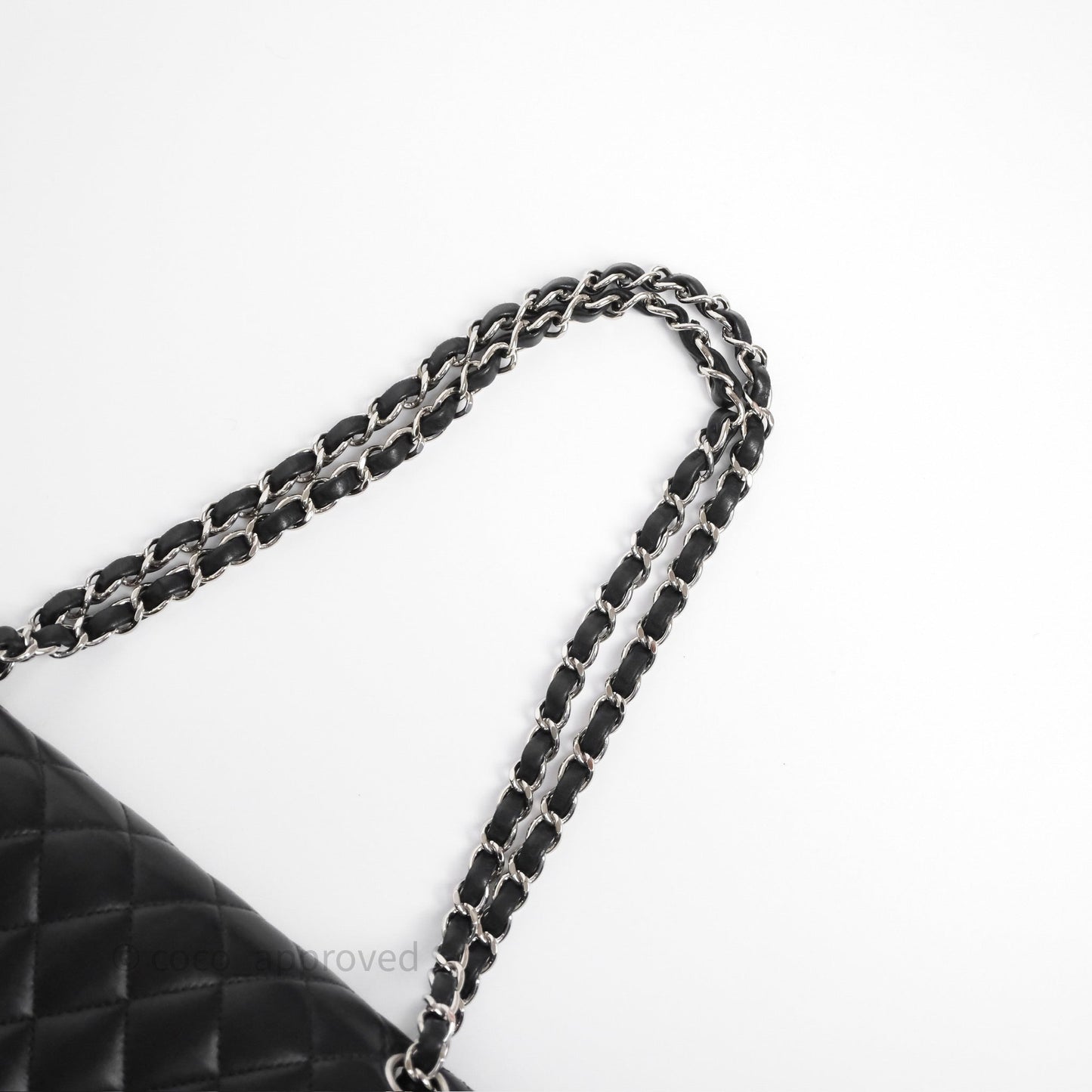 Chanel Classic M/L Medium Flap Quilted Black Lambskin Silver Hardware
