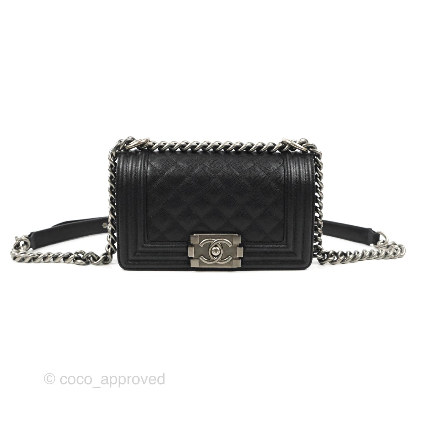 Chanel Small Boy Black Caviar Ruthenium Hardware