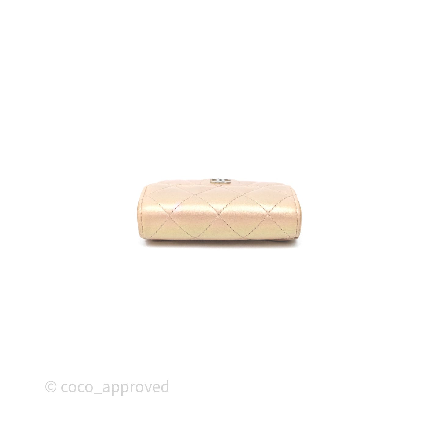 Chanel Classic Flap Coin Purse Pink Iridescent Pearl Lambskin Silver Hardware