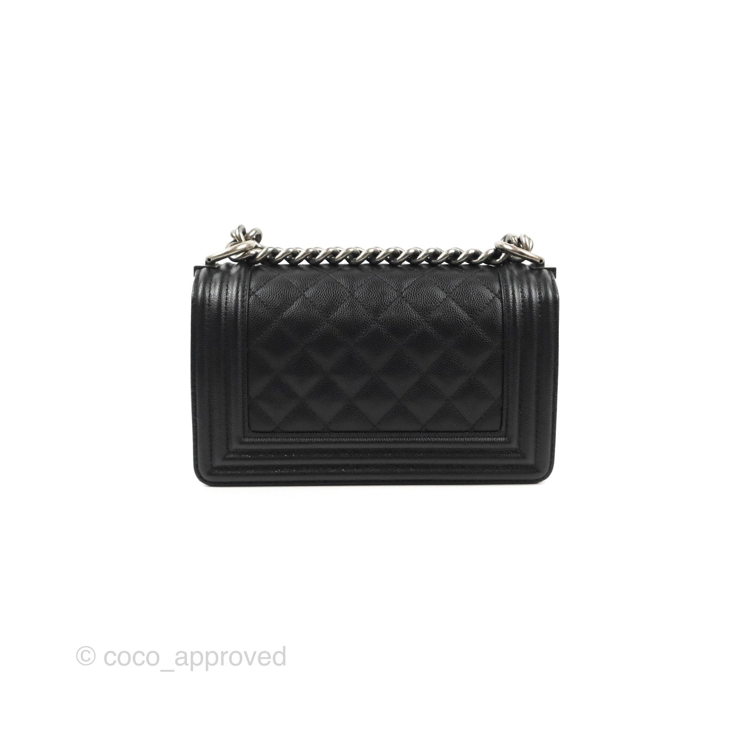 Chanel Small Boy Black Caviar Ruthenium Hardware