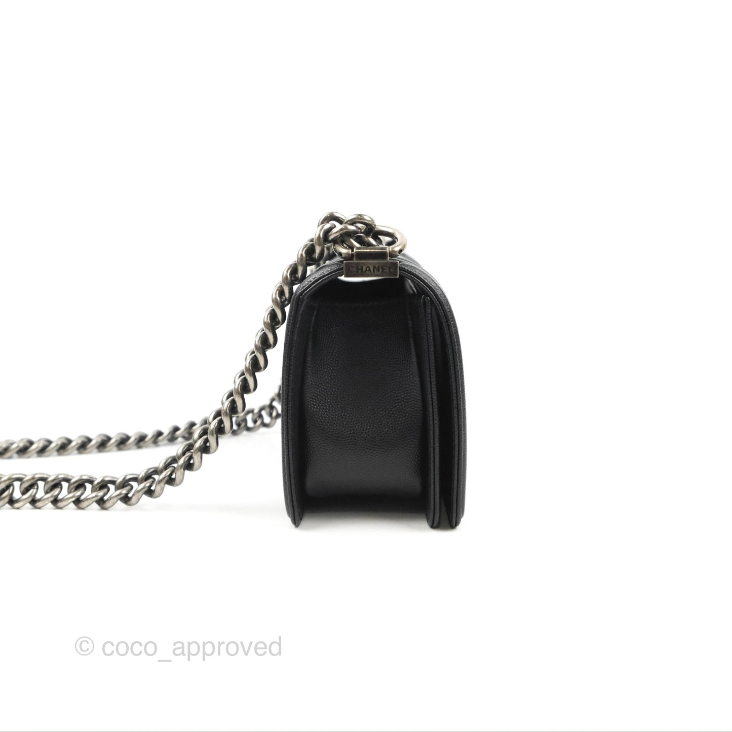 Chanel Small Boy Black Caviar Ruthenium Hardware