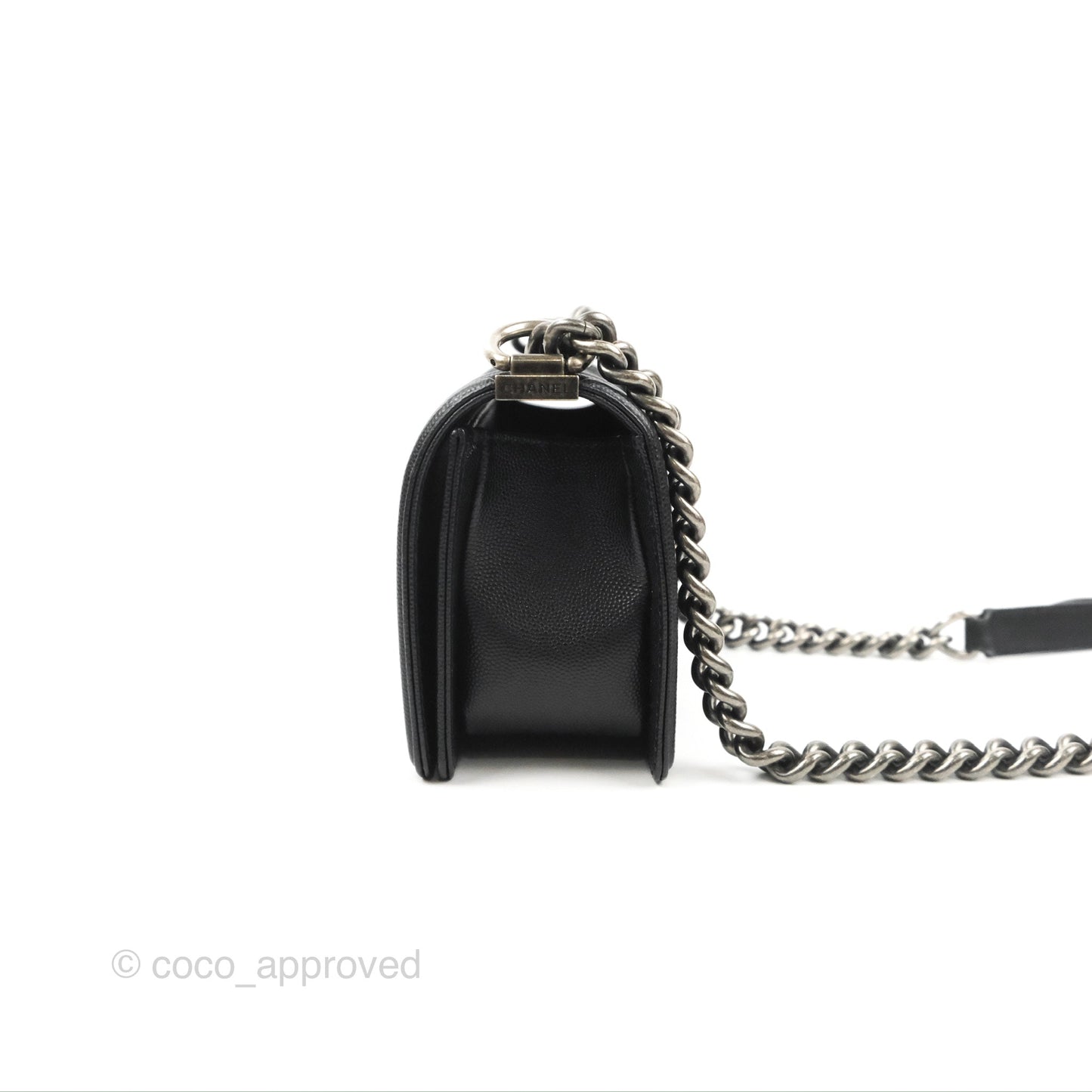 Chanel Small Boy Black Caviar Ruthenium Hardware